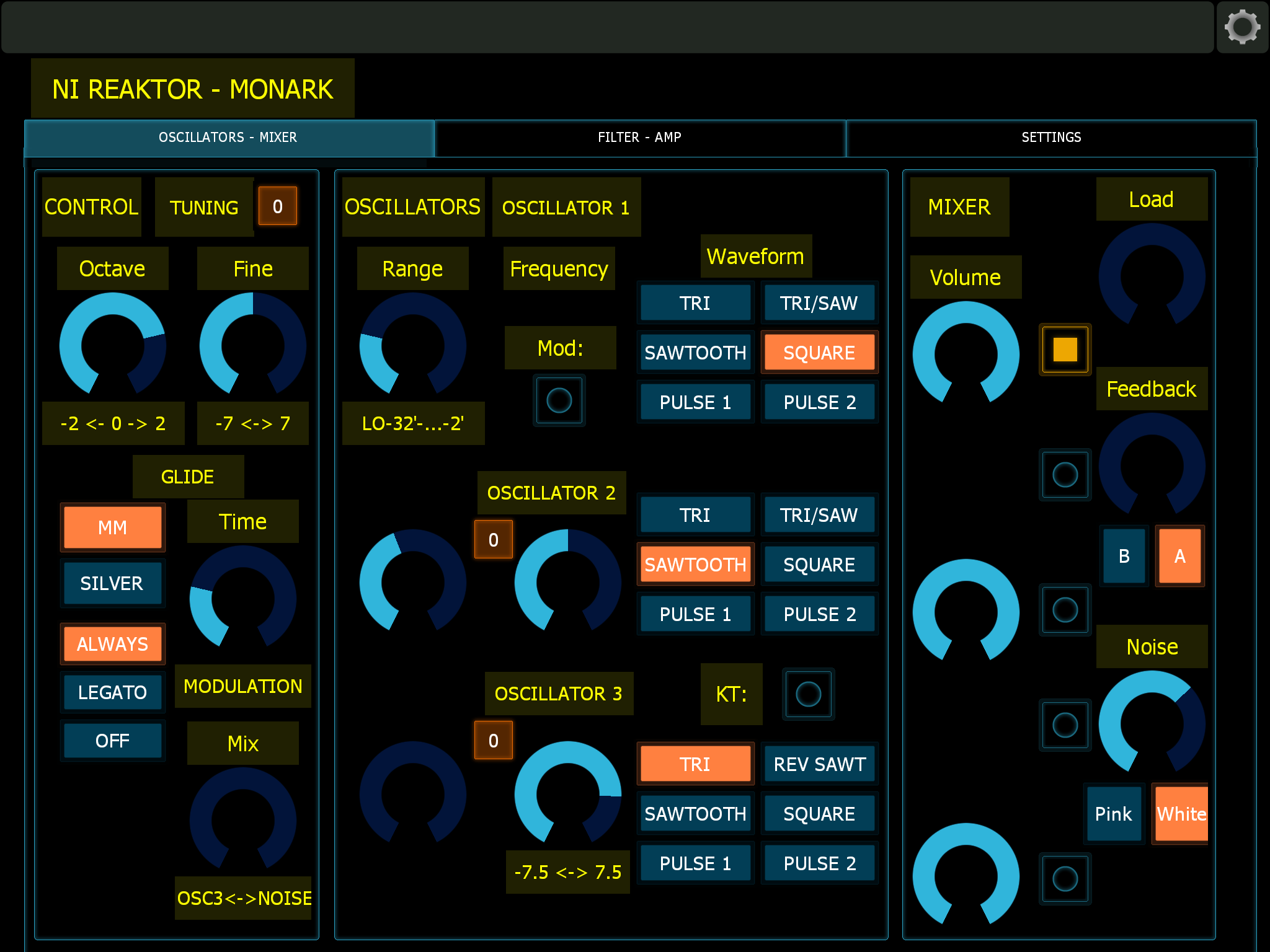 Lemur Controller for NI Reaktor Monark synthesizer