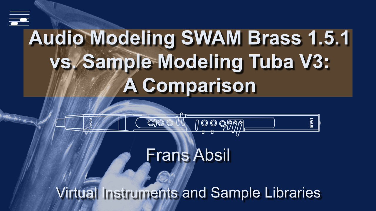 YouTube thumbnail for the Audio Modeling vs Sample Modeling Tuba Comparison video